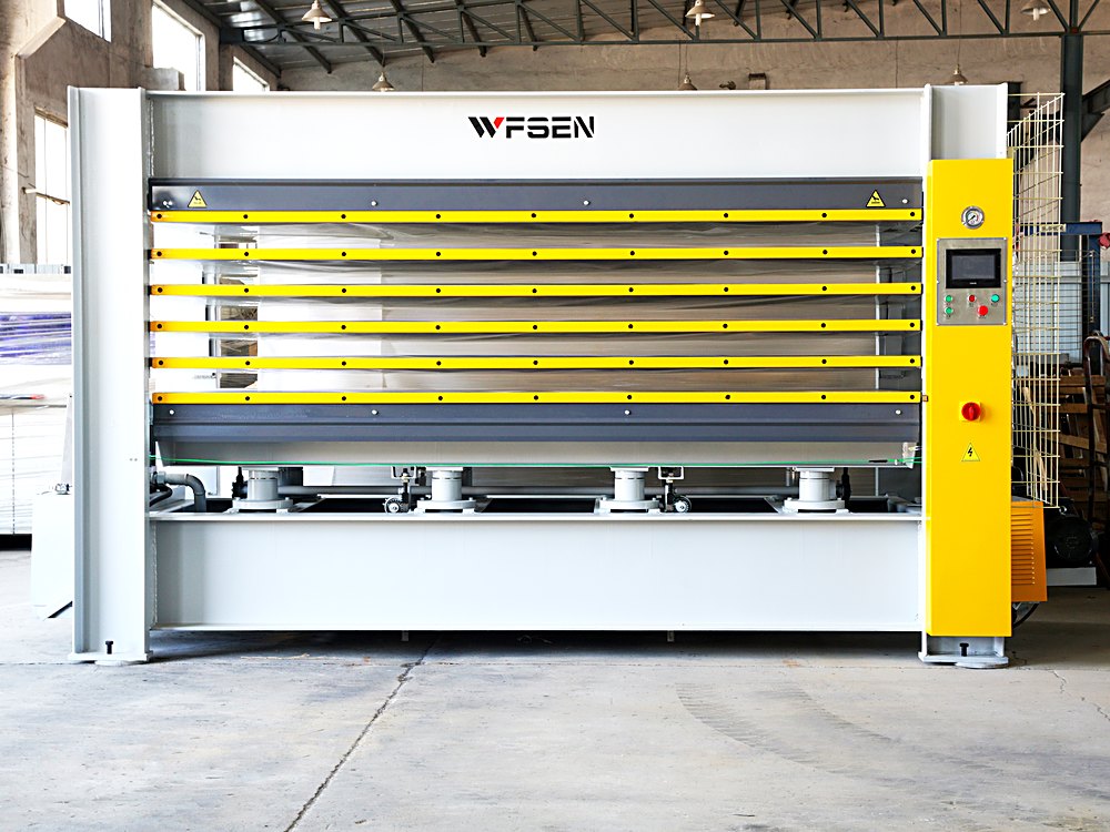 WFSEN 5-layer 160T hydraulic hot press installed in a production workshop
